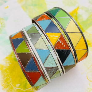 Earth Mother Triangles Tesserae Tin Cuff