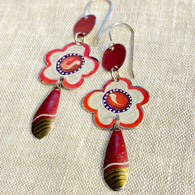 Fun Red Flowers Earrings