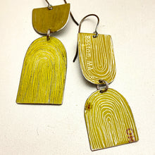 Load image into Gallery viewer, Etched Arch Fawn &amp; Green Tea Tin Earrings