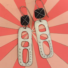 Load image into Gallery viewer, Midnight &amp; White Mod Tin Earrings