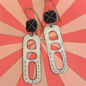 Midnight & White Mod Tin Earrings
