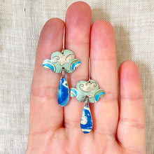Load image into Gallery viewer, Turquoise Tiny Clouds Tin Earrings