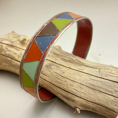 Earth Mother Triangles Tesserae Tin Cuff