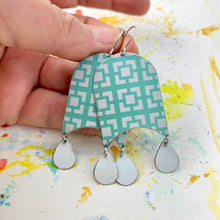 Load image into Gallery viewer, Seafoam Square Pattern Tin Earrings