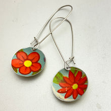 Load image into Gallery viewer, Vintage Red Flowers Medium Basin Earrings