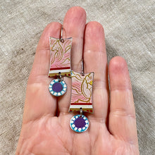 Load image into Gallery viewer, Pale Pink Flowers Mod Rectangle Earrings