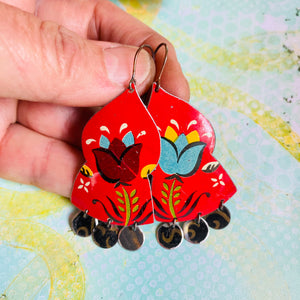 Dutch Tulip Temple Drop Tin Earrings