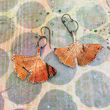 Load image into Gallery viewer, Burnt Orange Gingko Leaves   |   Recycled Tin Earrings