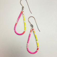 Load image into Gallery viewer, Tie Dye Wrapped Teardrops Upcycled Tin Earrings