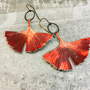 Shimmery Red Gingko Leaves   |   Recycled Tin Earrings