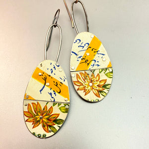 Mixed Oranges Oval Tin Earrings