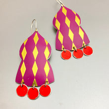 Load image into Gallery viewer, Golden Harlequin Temple Drop Tin Earrings