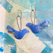 Load image into Gallery viewer, Dark Cornflower Mod Birds Tin Earrings