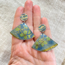 Load image into Gallery viewer, Mixed Vintage Blues Tin Fan Earrings