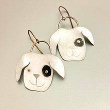 Load image into Gallery viewer, Black and White Puppies Tin Earrings