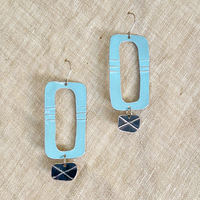 Pale Blue & Midnight Mod Tin Earrings