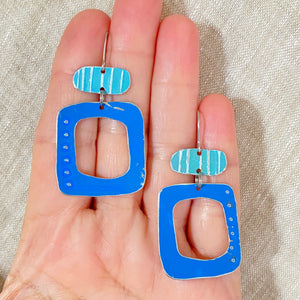 Two Blues Mod Tin Earrings