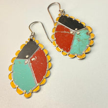 Load image into Gallery viewer, Scalloped Rustic Patchwork Tin Earrings