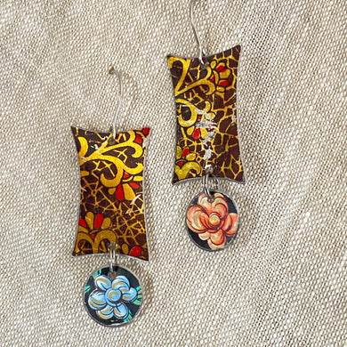 Chocolate Crackle Mod Rectangle Earrings