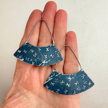 Load image into Gallery viewer, Denim Xs Wide Fan Tin Earrings