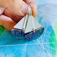 Load image into Gallery viewer, Edgeworth Upcycled Tin Sailboat Earrings