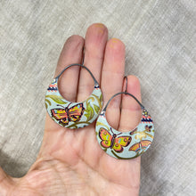 Load image into Gallery viewer, Double Butterfly Crescent Circles Tin Earrings