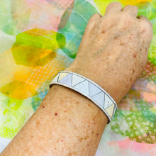 Load image into Gallery viewer, Snowy Triangles Tesserae Tin Cuff