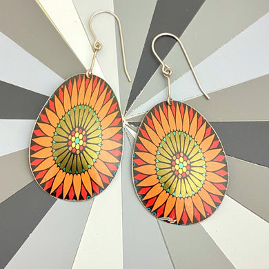 Orange Flower Mandala Earrings