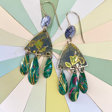 Load image into Gallery viewer, Mixed Vintage Blues &amp; Greens Chandelier Earrings