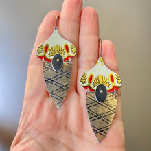 Load image into Gallery viewer, Antique Gold &amp; Burgundy Tin Earrings