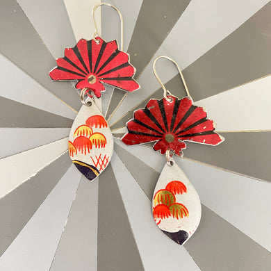 Red Fan Tin Earrings