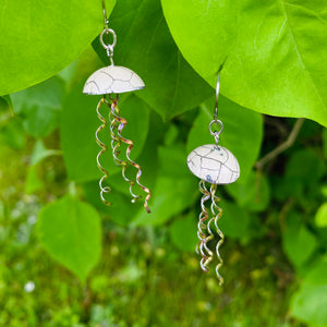 Verdigris Jellyfish Tin Earrings