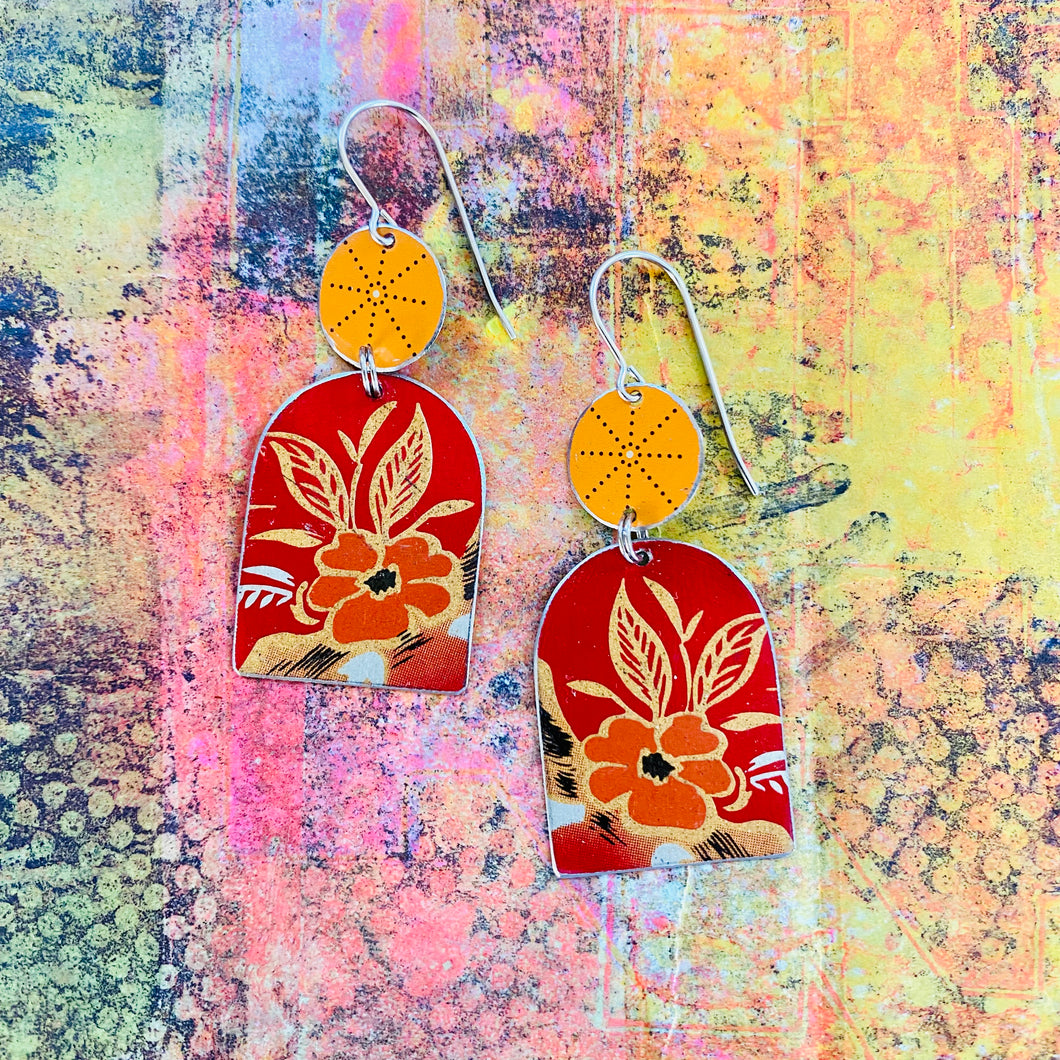 Scarlet & Persimmon Wide Arch Upcycled Tin Earrings