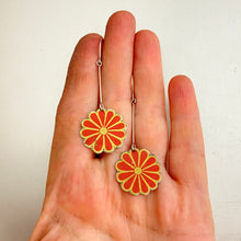 Load image into Gallery viewer, Stylized Red Blossoms Upcycled Tin Earrings