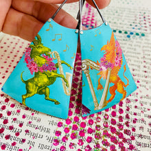 Load image into Gallery viewer, Diamond Jubilee Griffin &amp; Goat Long Fans Tin Earrings