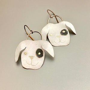 Black and White Puppies Tin Earrings