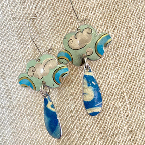 Turquoise Tiny Clouds Tin Earrings