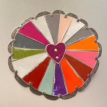 Load image into Gallery viewer, Multicolored Rave Love Mandala Tin Brooch