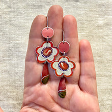 Load image into Gallery viewer, Fun Red Flowers Earrings