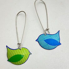 Load image into Gallery viewer, Little Patterned Birds Upcycled Tin Earrings