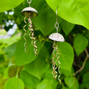 Ivory Crackle Jellyfish Tin Earrings