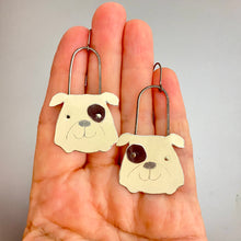 Load image into Gallery viewer, Cream &amp; Chocolate Bulldogs Tin Earrings