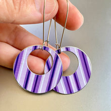 Load image into Gallery viewer, Purple Striped Wide Rings Earrings