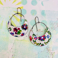 Load image into Gallery viewer, Happy Flowers Crescent Circles Tin Earrings