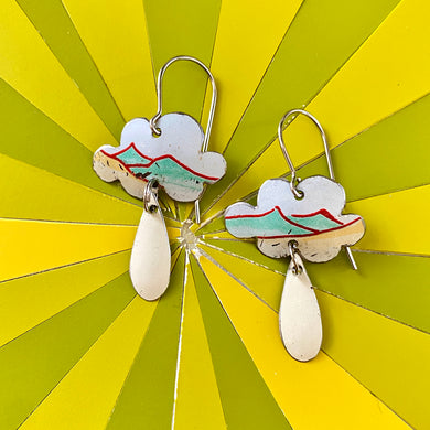Mountains on Tiny Clouds Tin Earrings