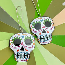 Load image into Gallery viewer, Square Jawed Sugar Skulls Tin Earrings