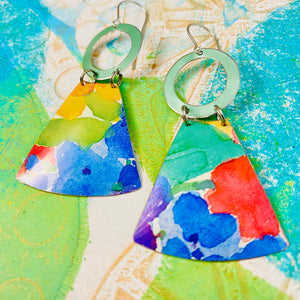 Watercolor Small Fans Tin Earrings