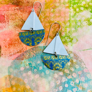 Turquoise & Gold Sailboat Tin Earrings