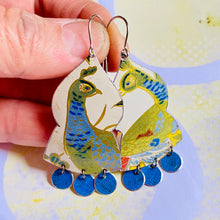 Load image into Gallery viewer, Peacock Temple Drop Tin Earrings