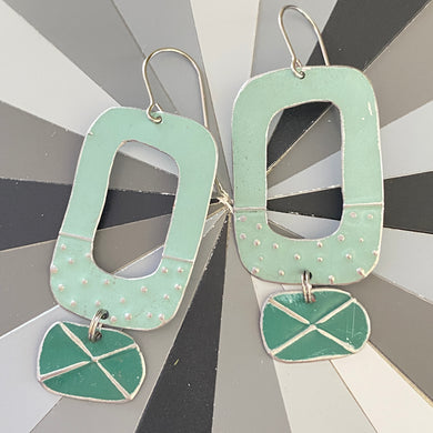 Turquoise Mod Tin Earrings